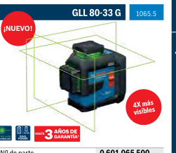 Nivel láser de líneas verdes GLL 80-33 G