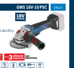 Amoladora 4 1/2" y 5" GWS 18V-10 PSC