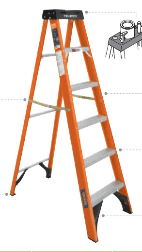 Escalera tipo tijera, fibra de vidrio