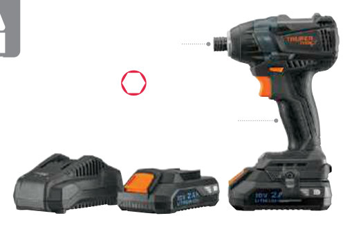 Destornillador de impacto inalámbrico, 1/4", 20 V