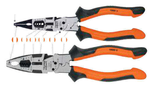 Pinzas multiusos, alta palanca, 6 en 1, Comfort Grip
