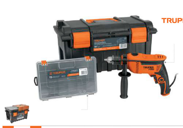 Combo de rotomartillo 1/2", 650 W, caja para herramienta y organizador