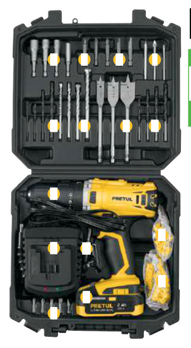Destornillador de impacto inalámbrico, 20 V, 1/4" (TALI-20P2K)
