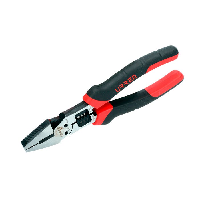 Pinza multipropósitos con mango bimaterial punta universal corte lateral de 8"
