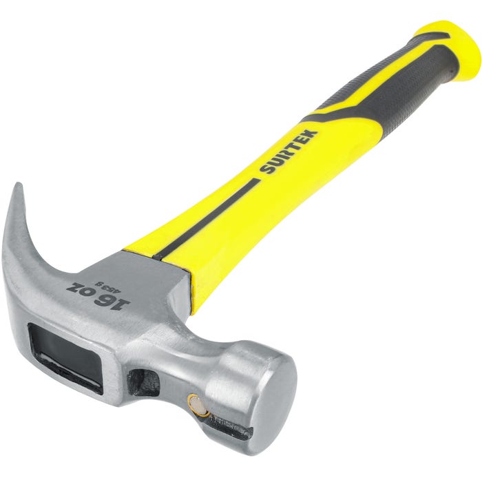 Martillo de uña curva con mango de fibra de vidrio 14", 16 oz